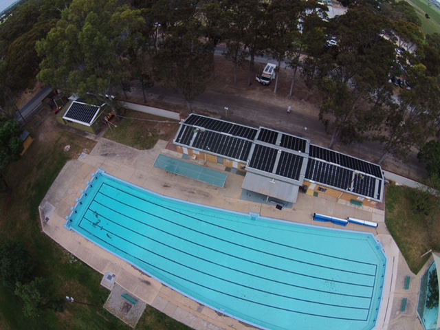 commercial sized solar heated swimming pool